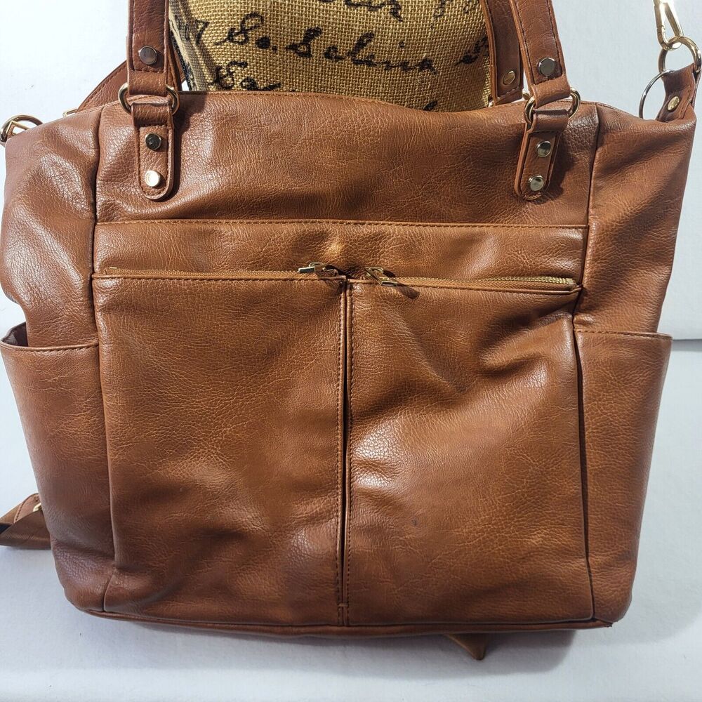 Mominside Diaper bag/ Tote Backpack Vegan Leather Insulated Pouches Many Pockets